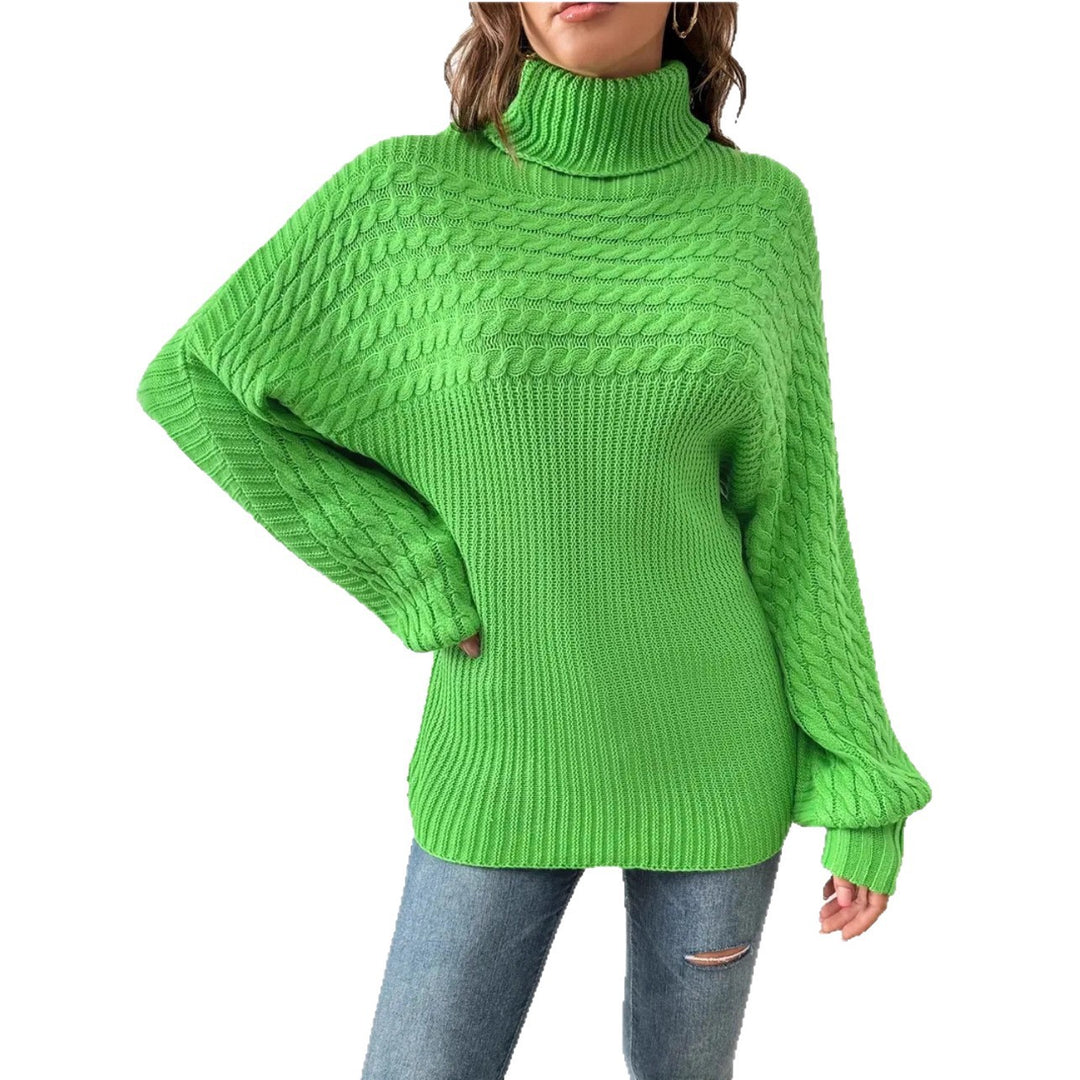 Ladies Comfortable Turtleneck Sweater with Textured Design Lune London