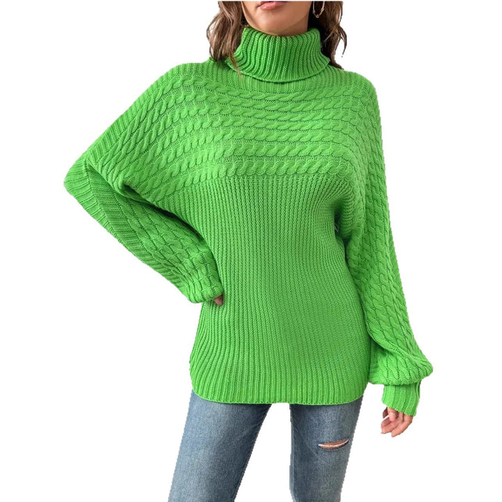 Ladies Comfortable Turtleneck Sweater with Textured Design Lune London