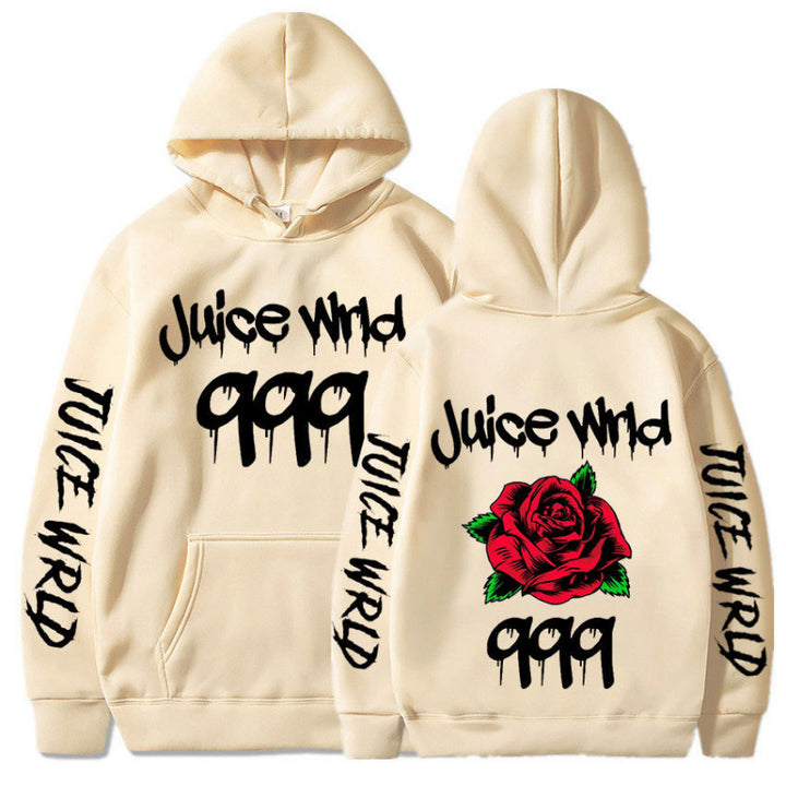 Women’s hoodie with striking graphic design and romantic rose motif Lune London