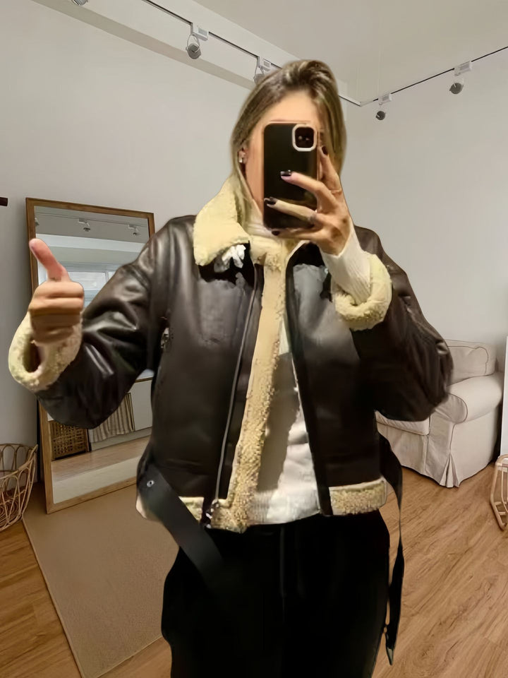 Ladies robust and stylish leather jacket with chic and stylish lining