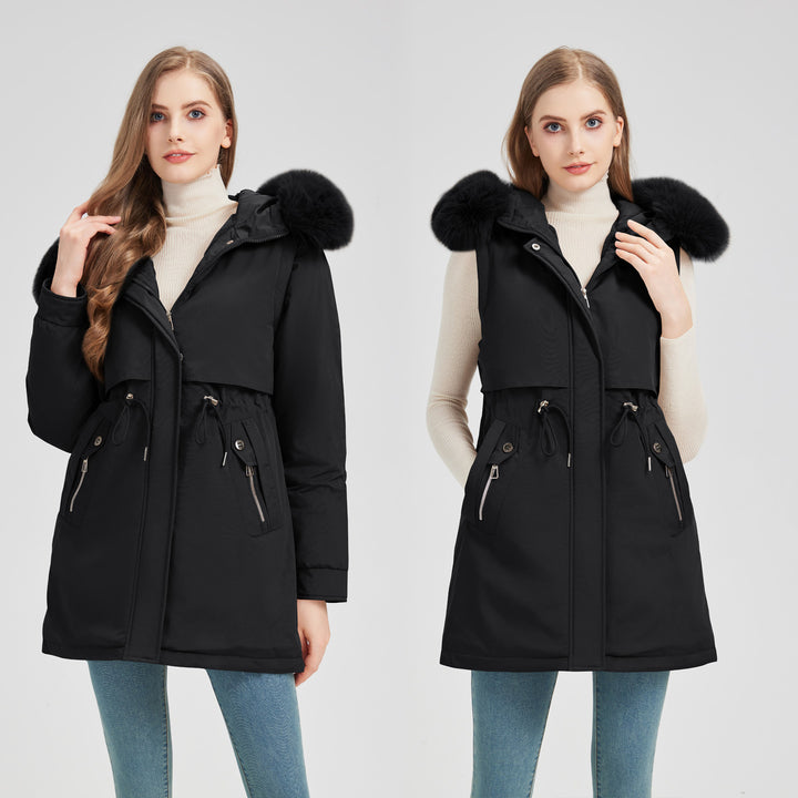 Ladies Exclusive Functional Jacket with Removable Hood and Decorative Faux Fur Lune London