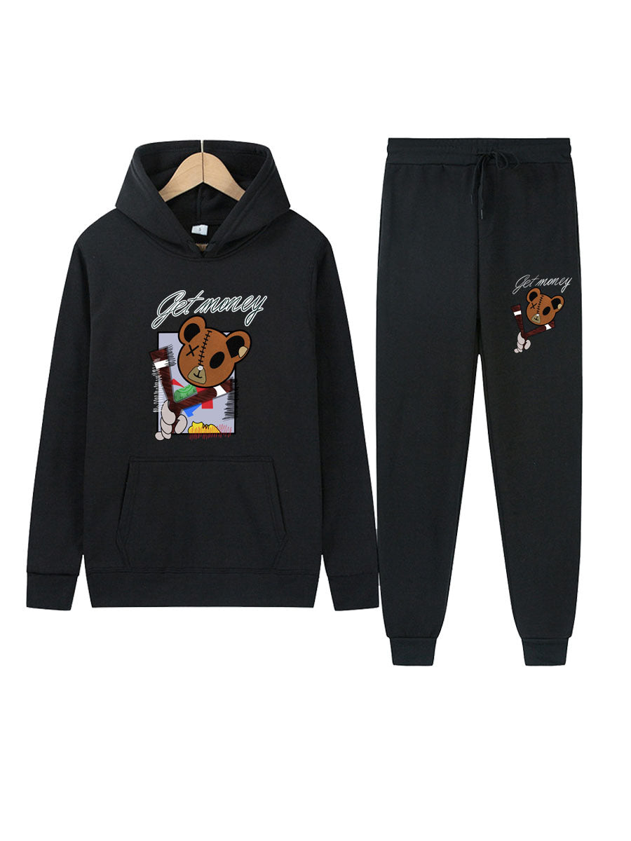 Women's hoodie and jogger pants set with a creative bear pattern Lune London