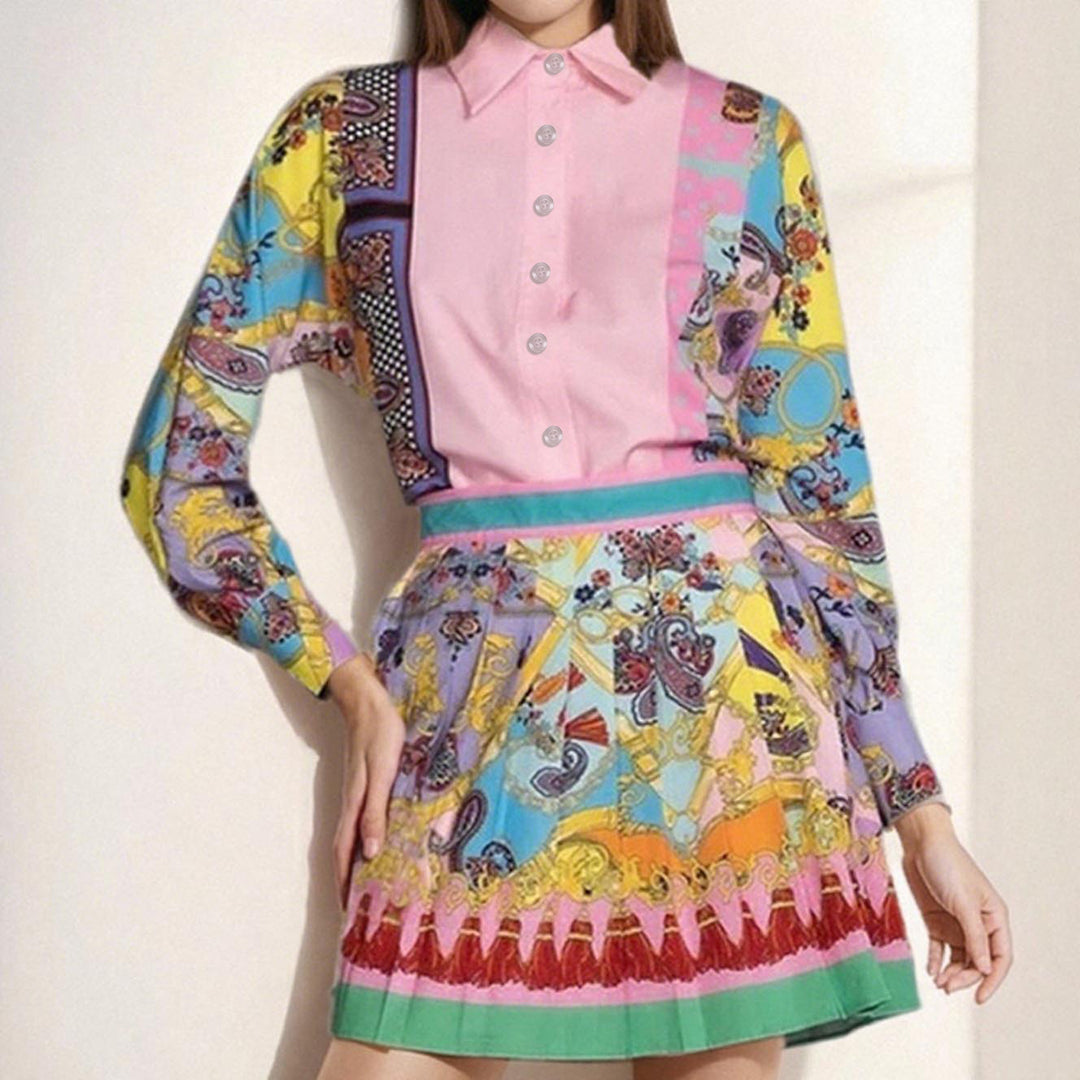 Robe chemise pour femmes avec impression élaborée et coupe ajustée Chic & Stil