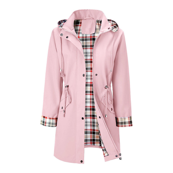 Veste de transition pour femmes avec taille ajustable et motif à carreaux invitant Chic & Stil