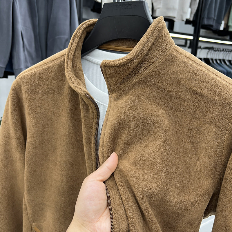 Fleece jacket for men with high collar and practical pockets Lune London