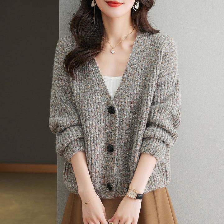 Women’s cozy chunky knit pullover with button detail and relaxed fit Lune London