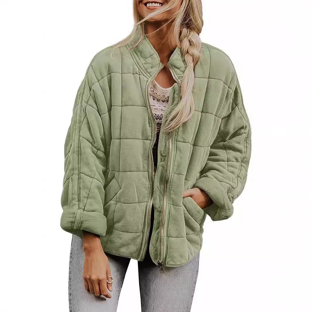 Quilted hooded jacket for women with zipper and pockets Lune London