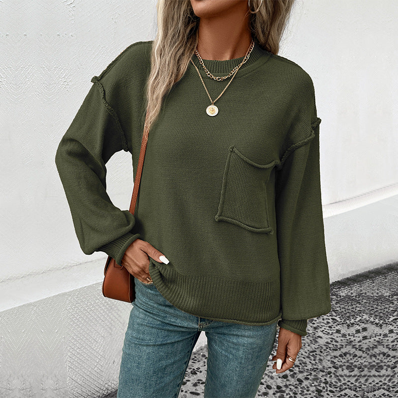 Casual sweater for women with decorative pocket application Lune London