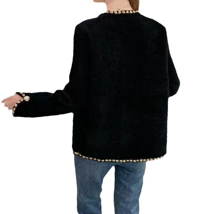Ladies Elegant knitted cardigan with decorative pearl buttons and fine structure Lune London