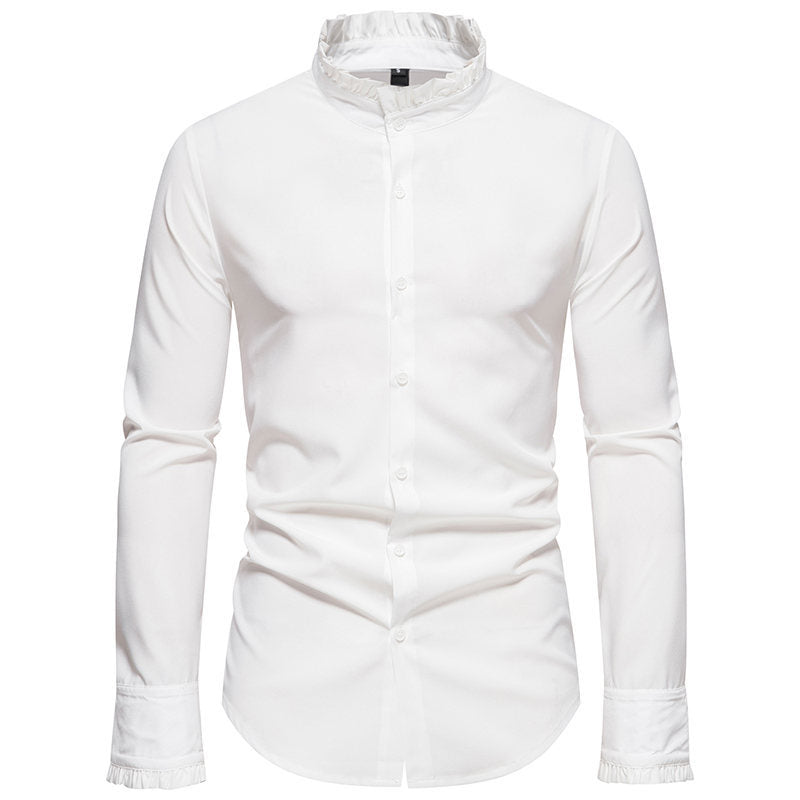 Long sleeve shirt for men with trendy stand-up collar and elegant details Lune London