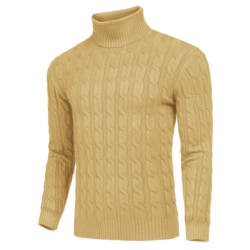 Knit sweater for men with high collar and cable knit pattern Lune London