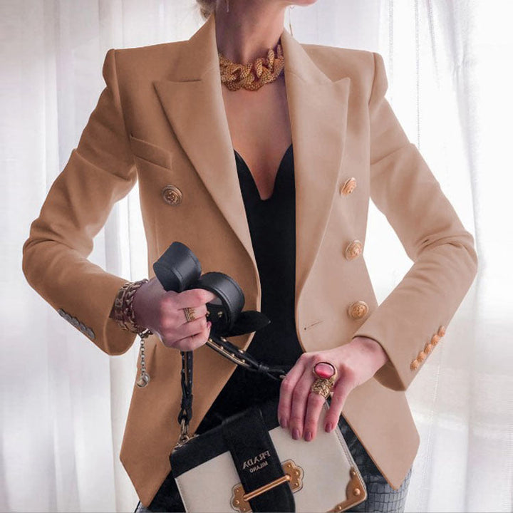 Women's Elegant Double-Breasted Blazer with Golden Buttons Lune London