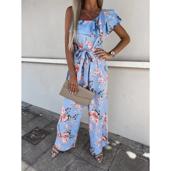 Women’s ruffled floral print jumpsuit Lune London
