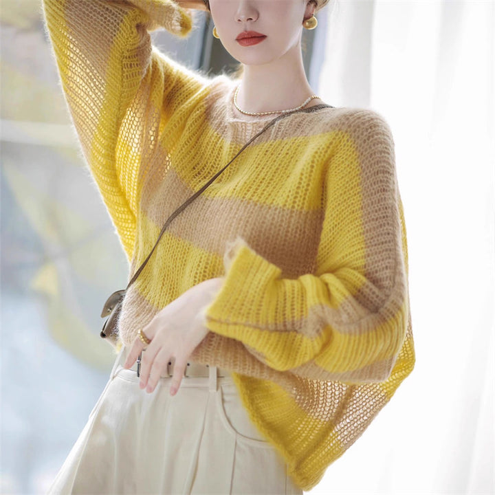 Pull femme décontracté en tricot épais avec motif transparent Lune London