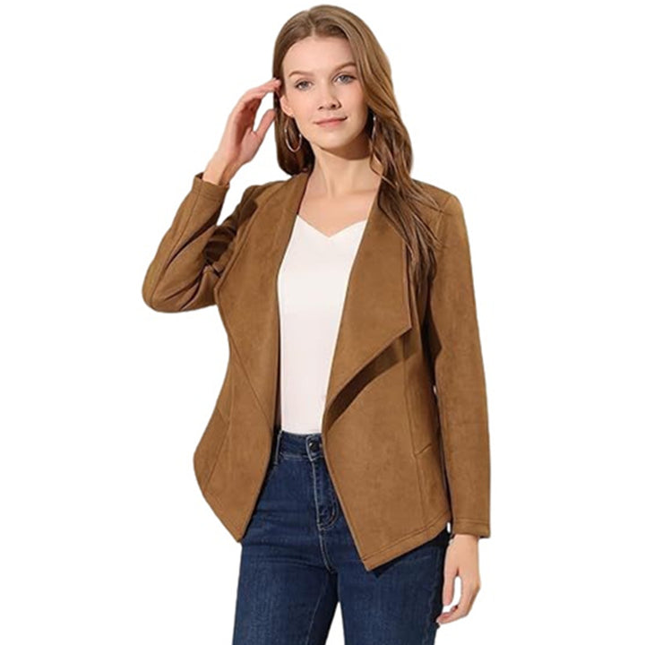 Women's faux leather jacket with asymmetrical lapel and fitted cut Chic and Style