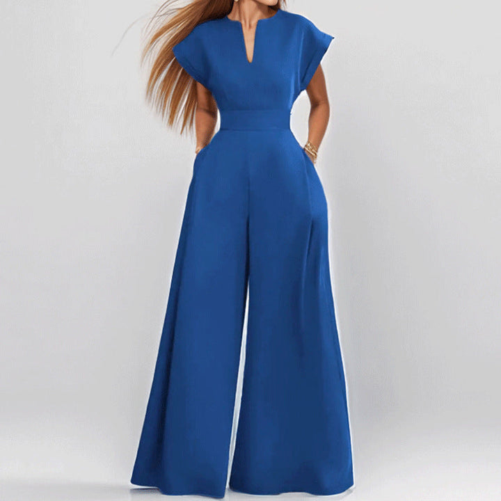 Women Elegant Jumpsuit with Wide Leg and Shawl Collar Lune London
