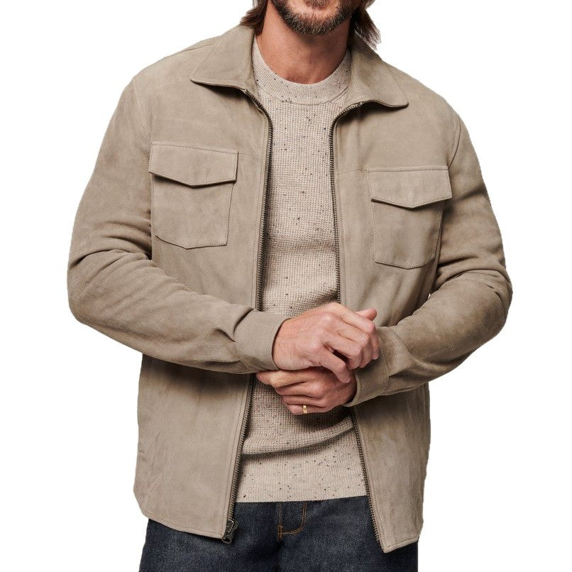 Elegant suede jacket for men with practical chest pockets Lune London