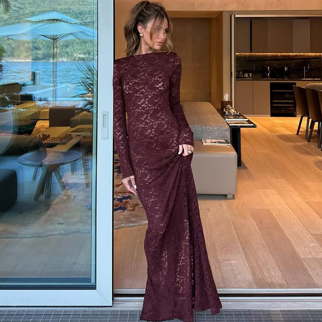 Elegant lace maxi dress for women with long sleeves Lune London