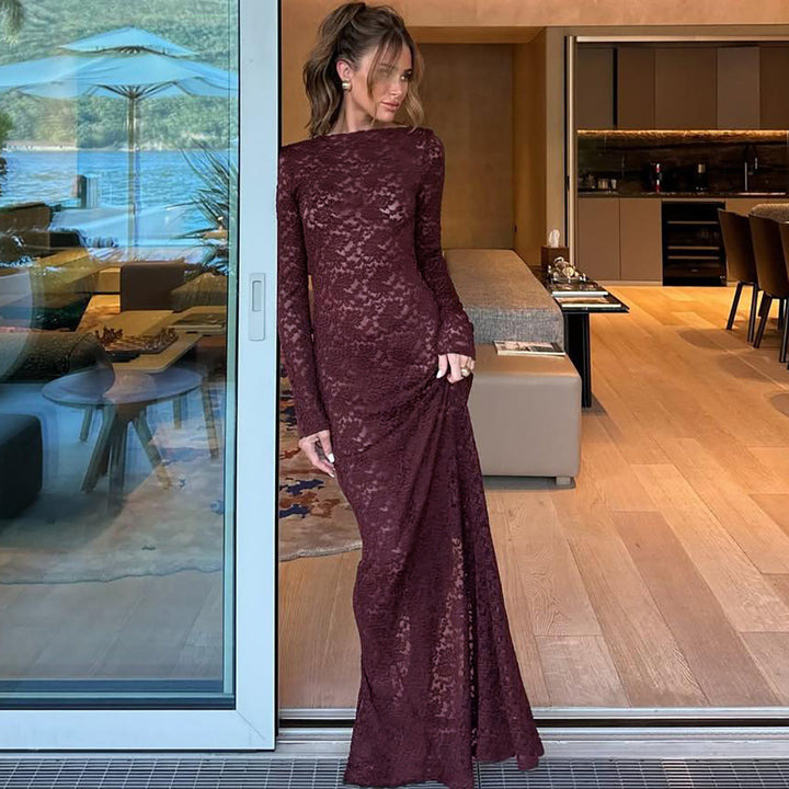Elegant lace maxi dress for women with long sleeves Lune London