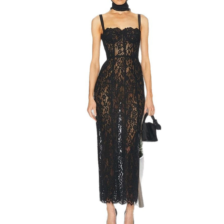 Maxi lace dress for women with a seductive design Lune London