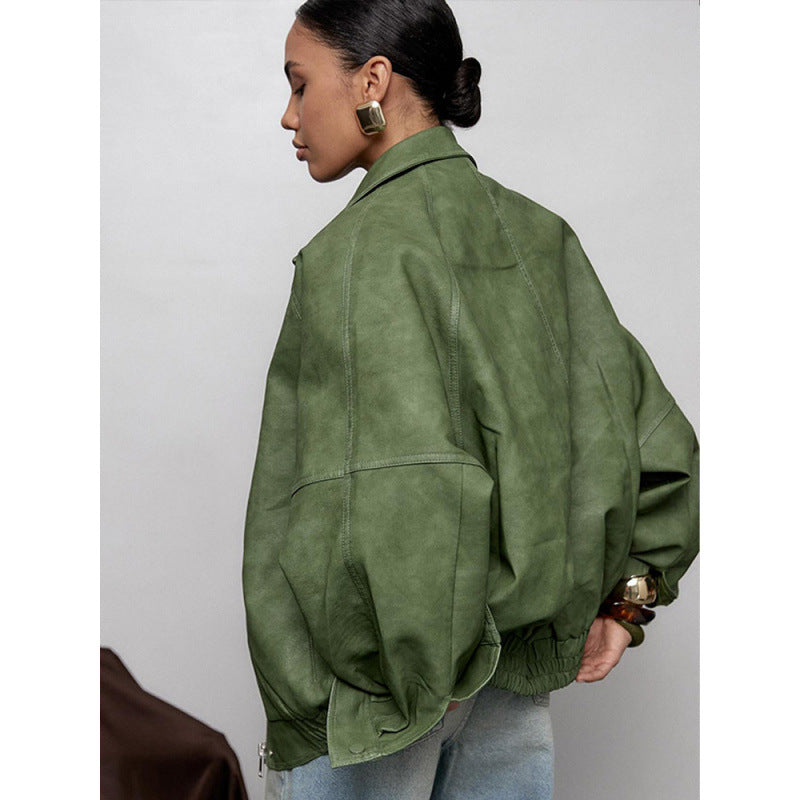 Oversized leather jacket for women Lune London