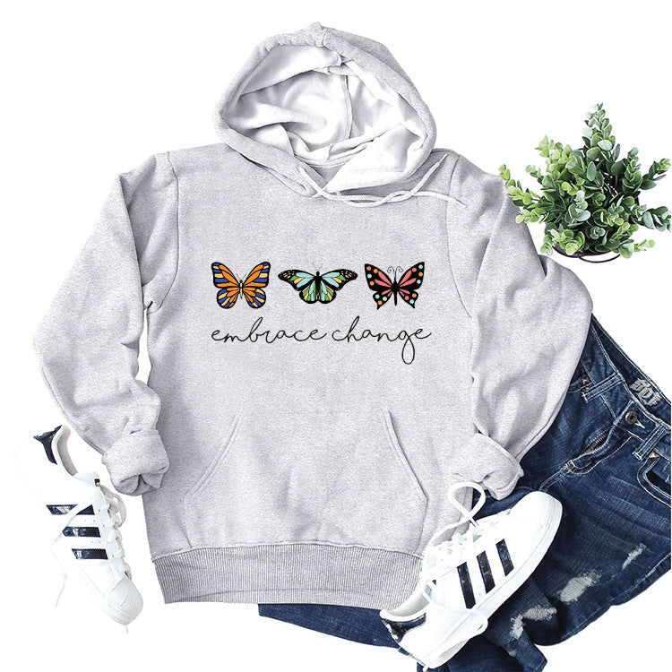 Sweat à capuche pour femmes avec motif de papillon inspirant et message motivant Chic & Stil