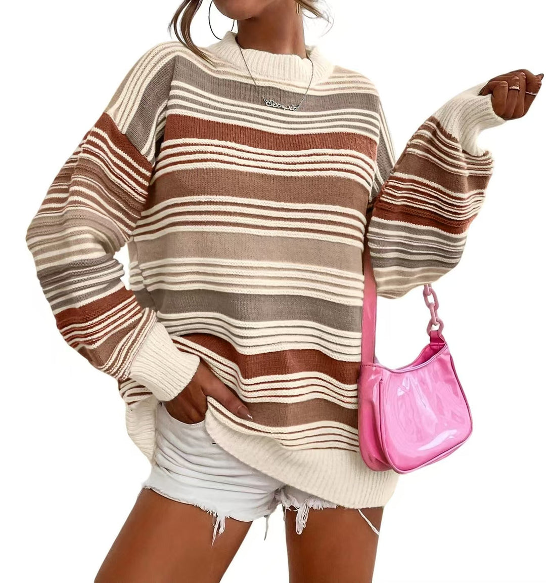 Oversized striped pullover for women with round neckline and relaxed fit Lune London