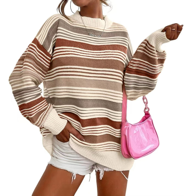 Oversized striped pullover for women with round neckline and relaxed fit Lune London