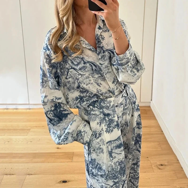 Ensemble Élégant Femme en Deux Pièces avec Coupe Ample et Motif Floral Chic & Stil