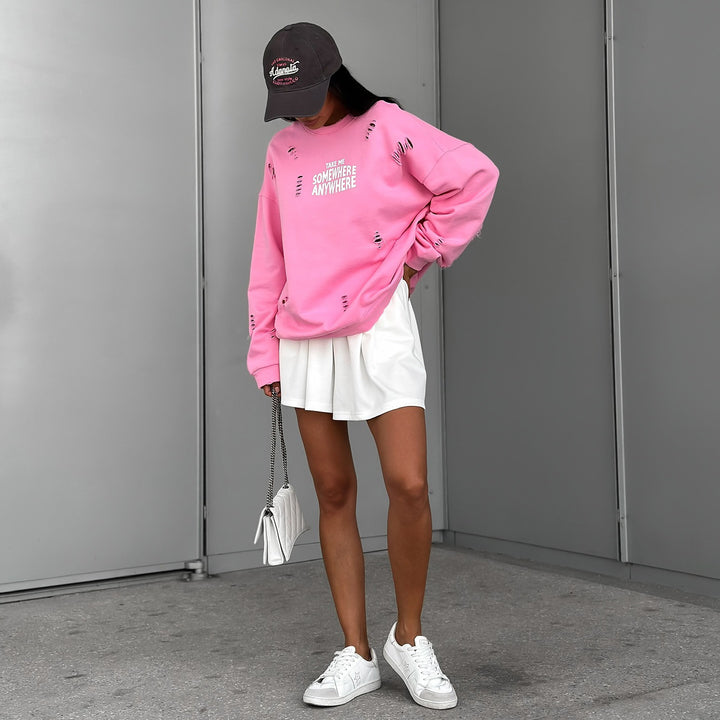 Oversized casual sweater for women with stylish tear details Lune London