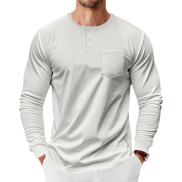 Men's long sleeve Henley shirt with trendy cut and practical chest pocket Lune London