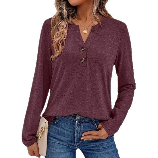Long sleeve women's t-shirt with button details Lune London