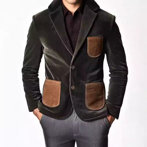 Elegant corduroy jacket for men with leather applications Lune London