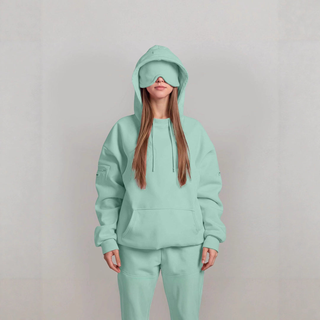 Ladies oversized cozy hoodie with integrated eye mask Lune London