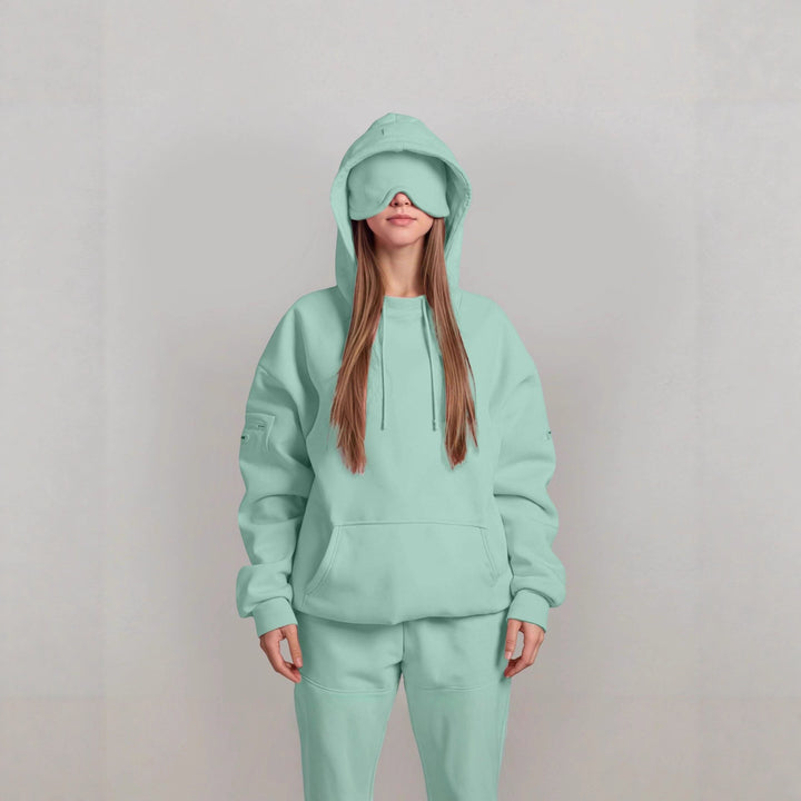 Ladies oversized cozy hoodie with integrated eye mask Lune London