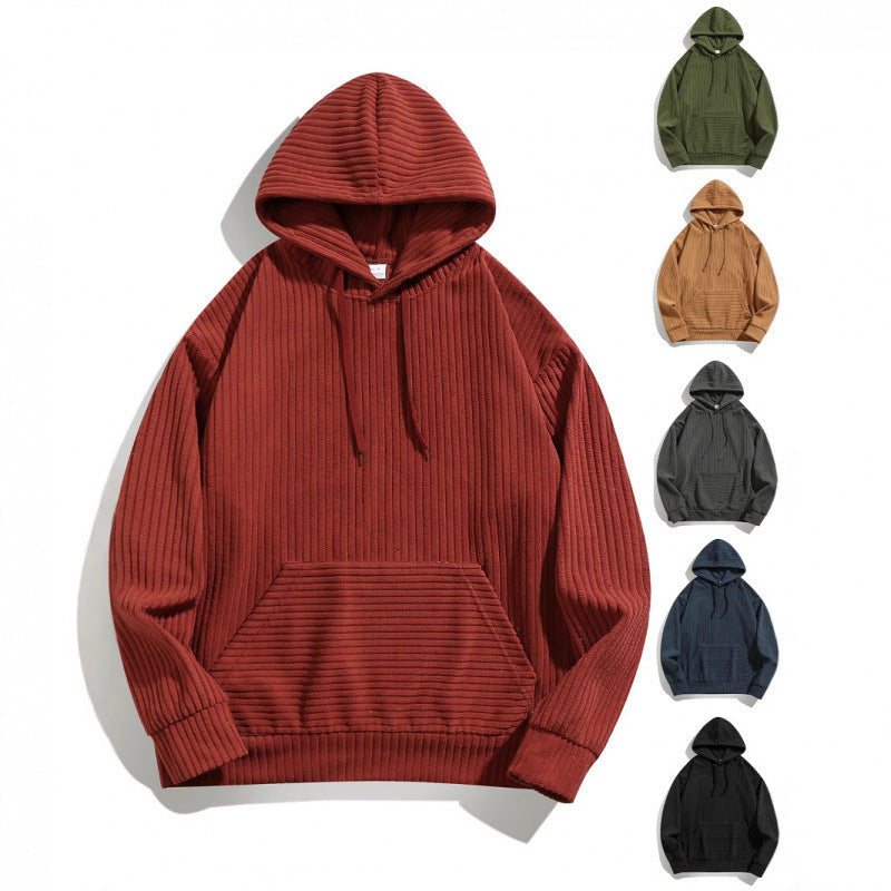 Men's casual hoodie with a textured striped pattern and practical pockets Lune London