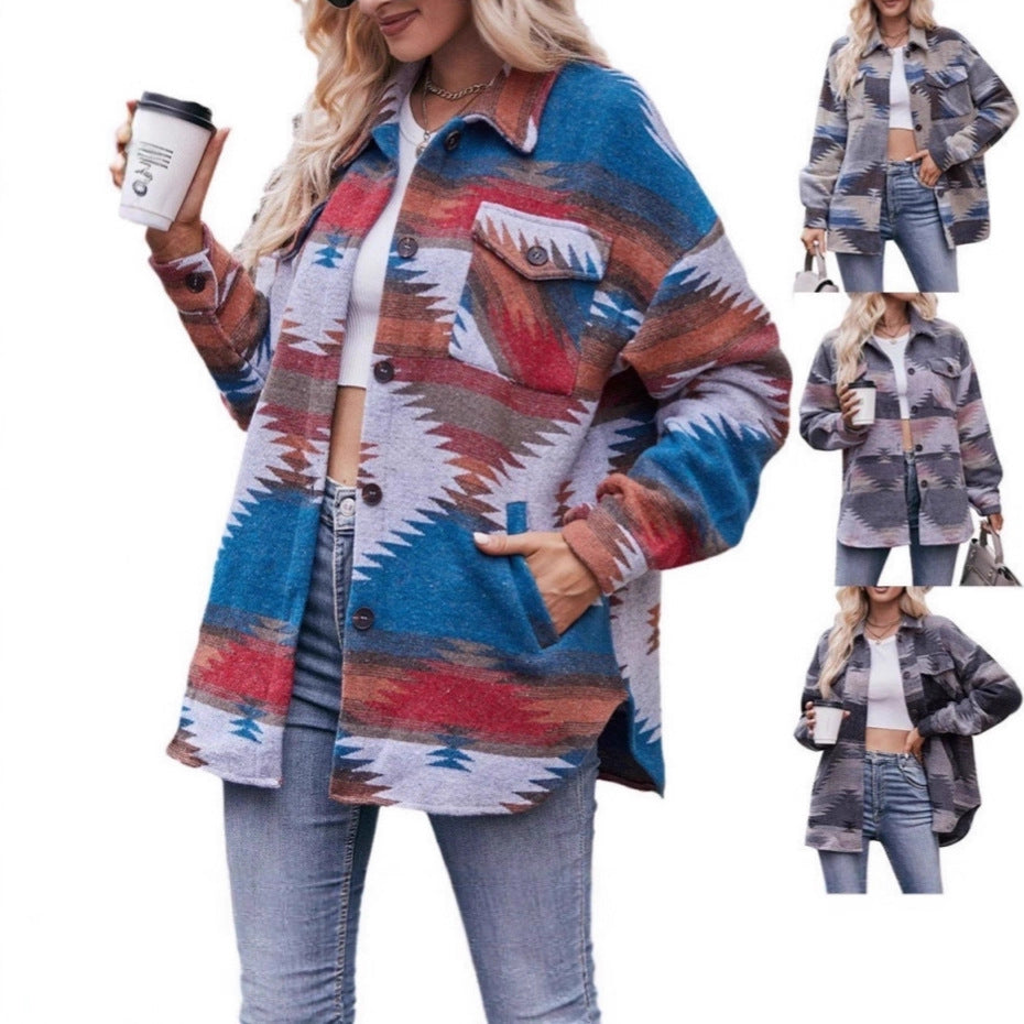 Oversized blouse jacket for women with decorative pattern Lune London