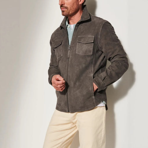 Elegant suede jacket for men with practical chest pockets Lune London