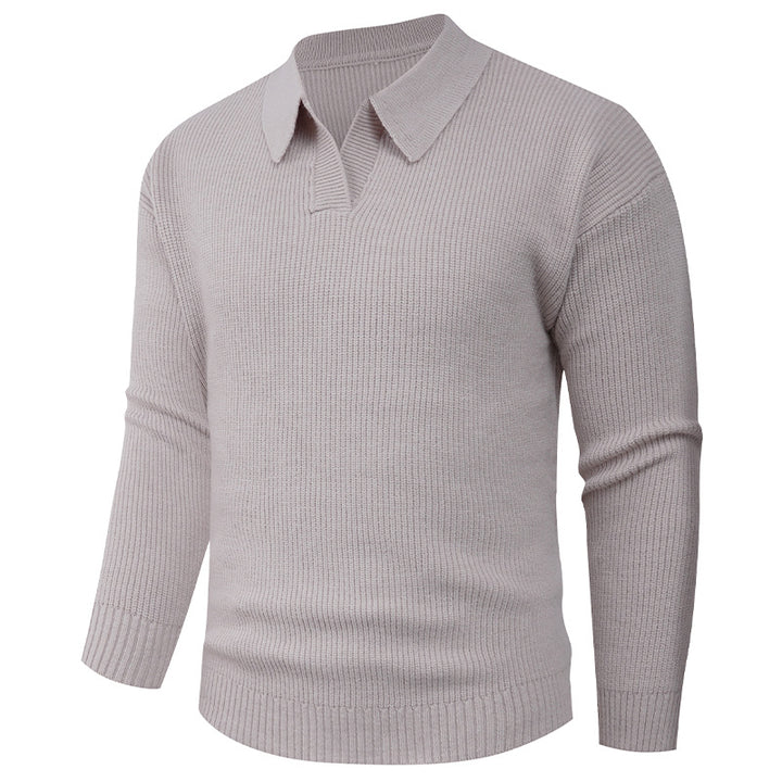 Men's knitted sweater with classic collar and textured look Lune London