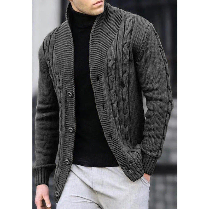 Cardigan for men with cable pattern and shawl collar Lune London