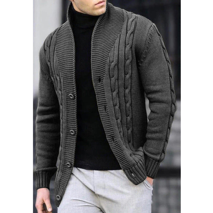 Lune London | Men's cardigan with robust cable pattern and durable button closure
