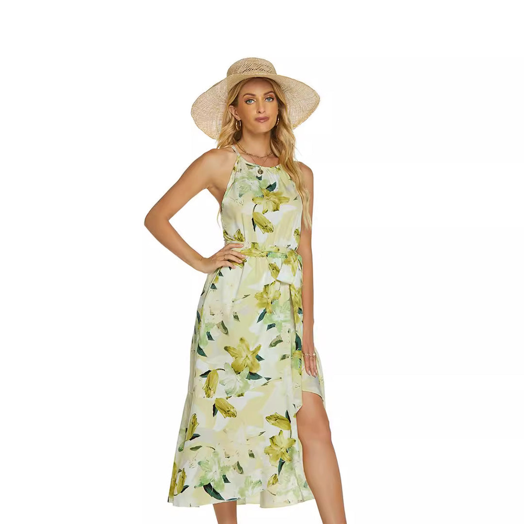 Ladies Floral Wrap Midi Dress Lune London