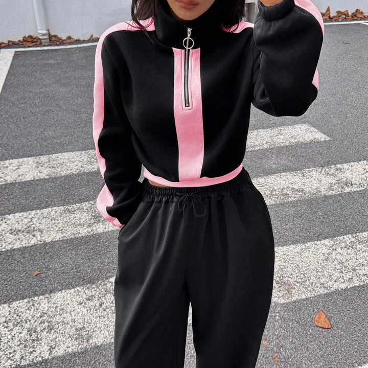 Women's casual hoodie with half zip and wide joggers Chic & Stil