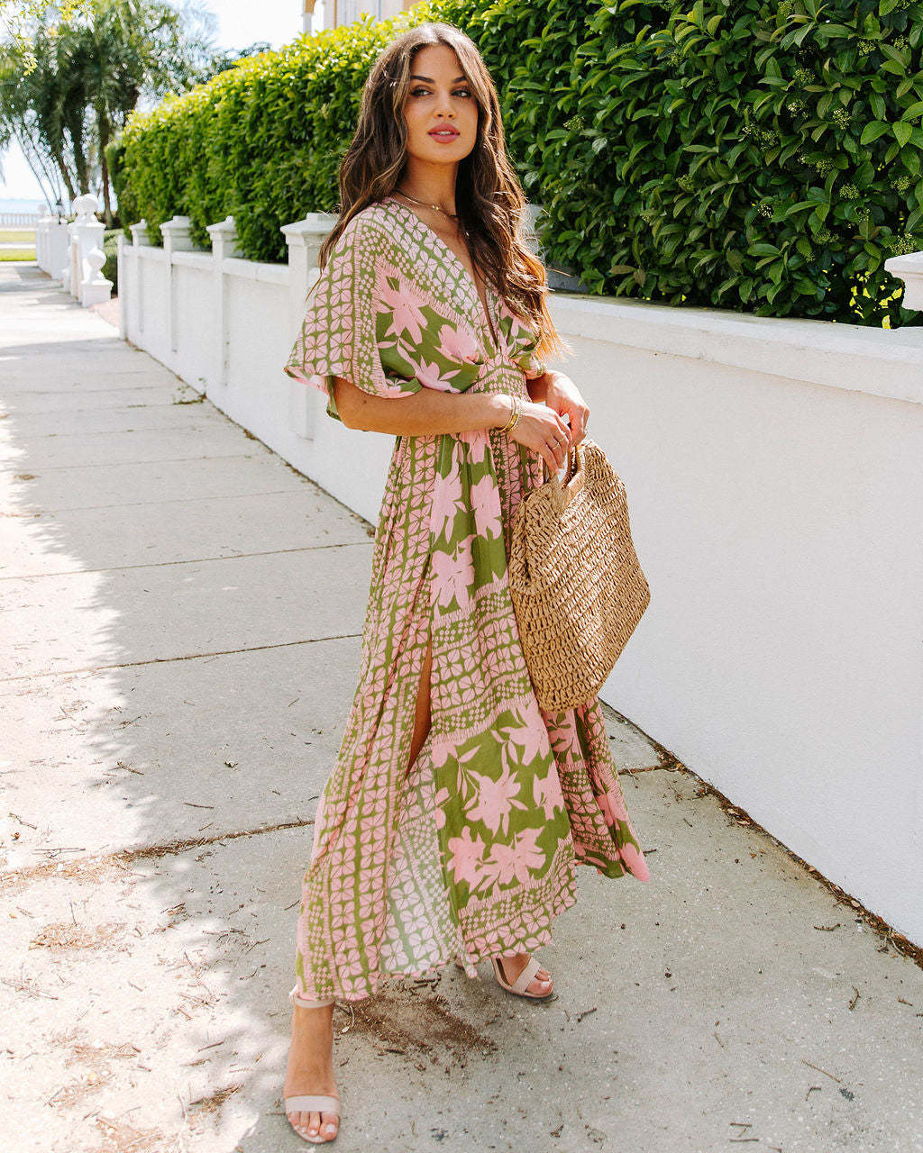 Maxi Dress for Women with Deep V-Neck and Chic & Stylish Side Slit