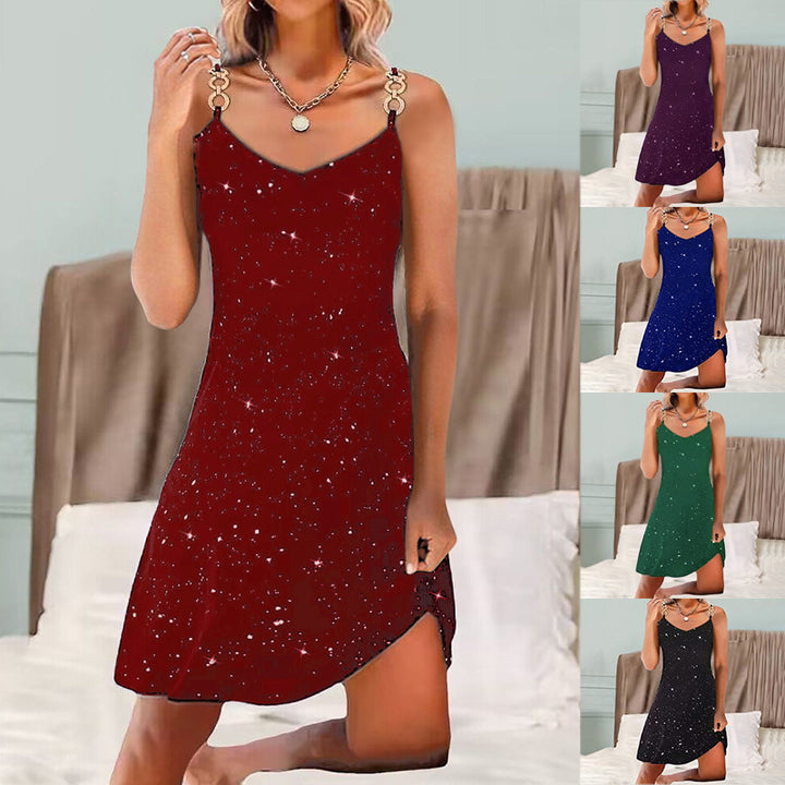 Shimmering mini dress for women with adjustable straps Lune London