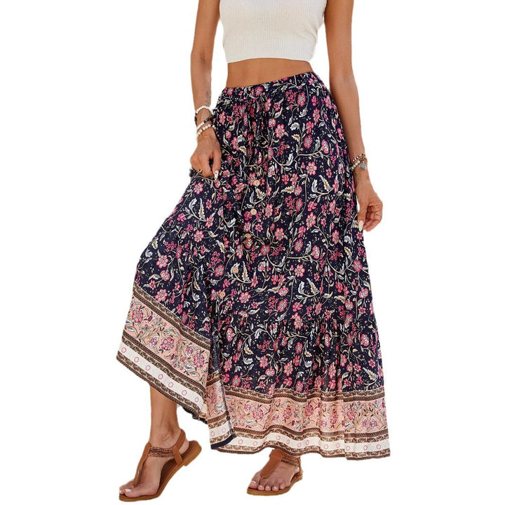 Maxi skirt for women with floral print and adjustable waistband Lune London
