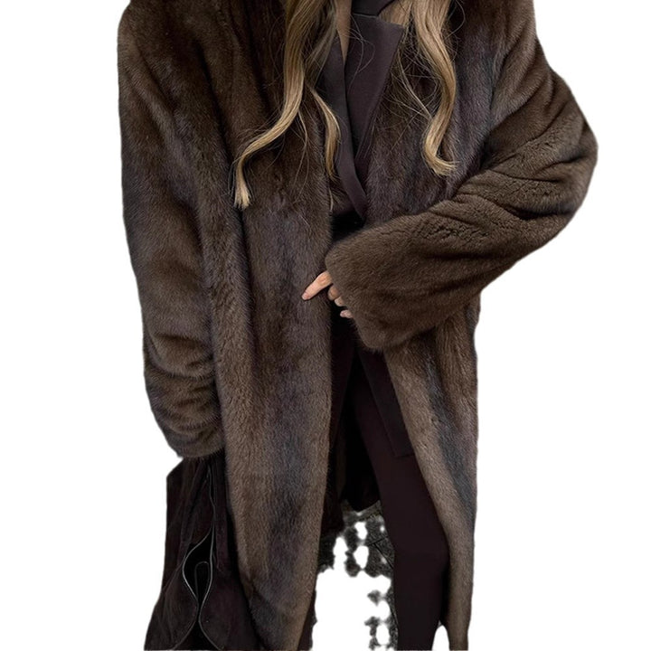 Ladies elegant and fluffy long faux fur coat Lune London