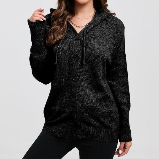 Women's knitted jacket with hood and button closure Lune London