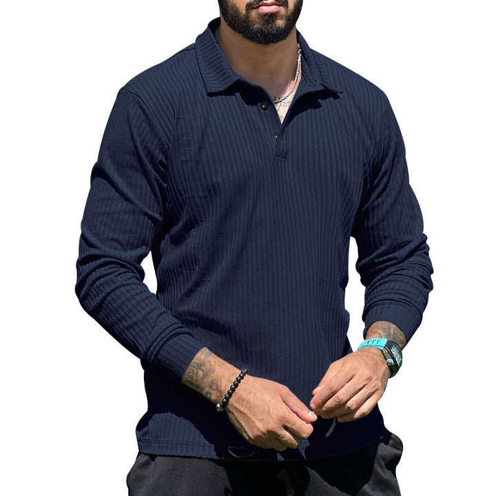 Men's Long Sleeve Polo with structured rib design and classic collar Lune London