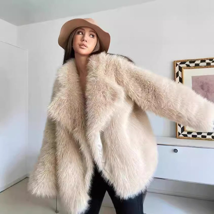 Ladies Boucle Faux Fur Jacket Lune London